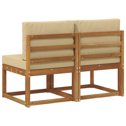 2 Брой Среден диван за открито Солидно акациево дърво Естествен