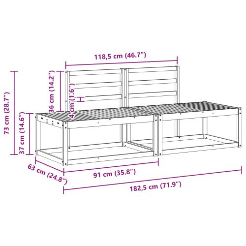 Външен край на диван 2 Брой Естествен 182,5 x 63 x 73 см