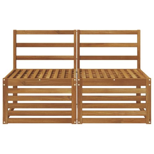 2 Брой Среден диван за открито Солидно акациево дърво Естествен