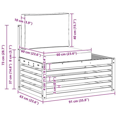 Външен край на диван с възглавница Естествен 91 x 63 x 73 см