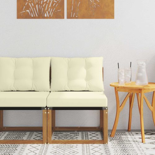 Външен среден диван Масивна акациева дървесина и текстилен плат