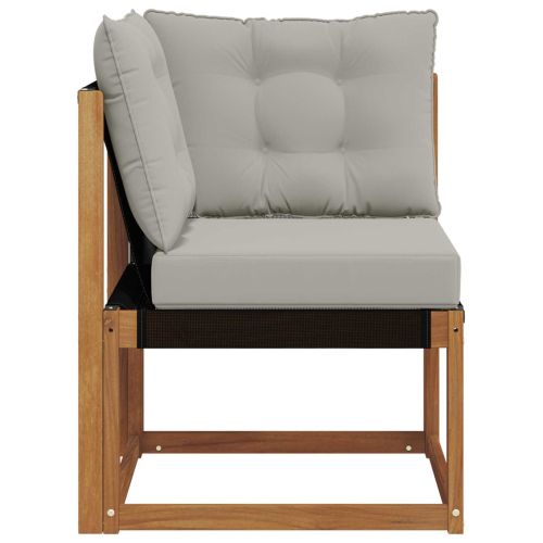 Външен ъглов диван Масивна акациева дървесина и текстилен плат