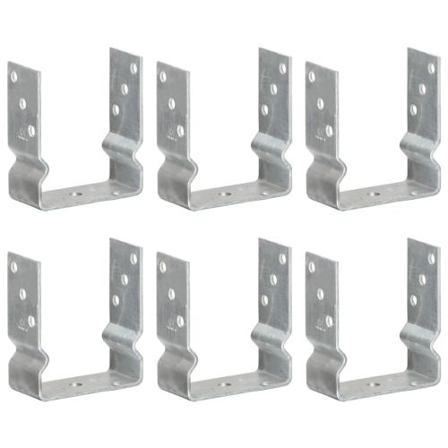 Оградни подпори 6 бр сребристи 12x6x15 см поцинкована стомана