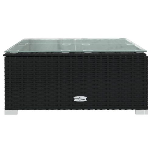 Градински лаундж комплект с възглавници 4 части черен полиратан