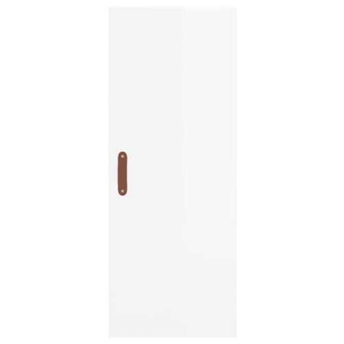 Висок шкаф, бял гланц, 34,5x34x180 см, инженерно дърво