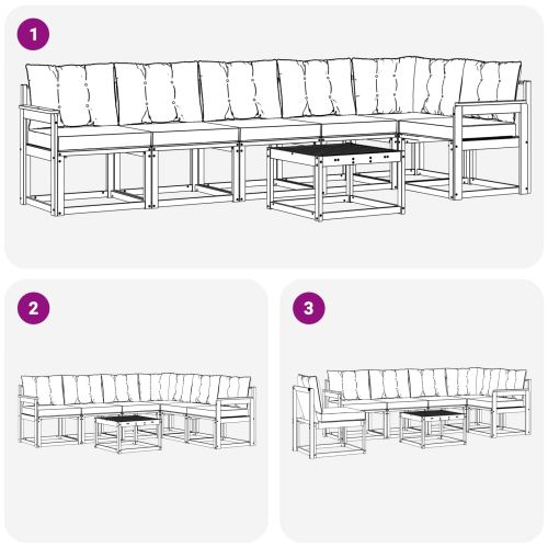Комплект дивани за открито 7 pcs Натурален и Бежов