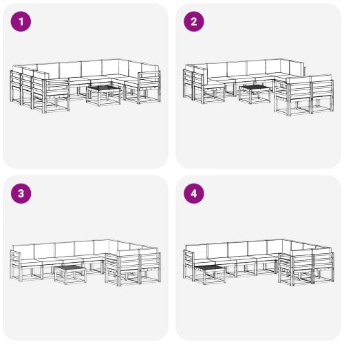 Комплект дивани за открито 10 pcs Натурален и Крема