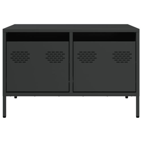 ТВ шкаф, черен, 68x50x43,5 см, студеновалцувана стомана