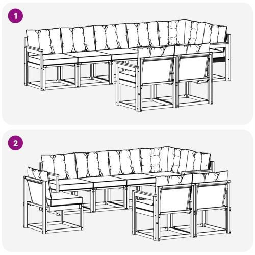 Комплект дивани за открито 8 pcs Естествено и светло сиво