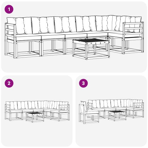Комплект дивани за открито 7 pcs Натурален и Крема