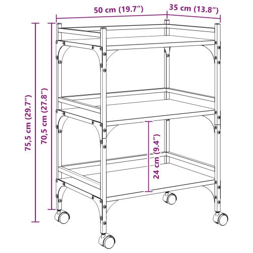 Кухненска количка Дъб 50 x 35 x 75.5 см Инженерно дърво