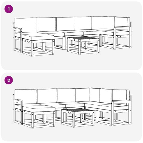 Комплект дивани за открито 8 pcs Естествено и светло сиво