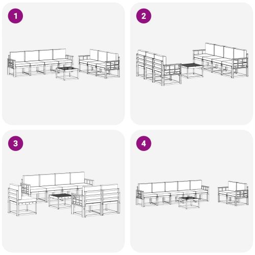 Комплект дивани за открито 8 pcs Натурален и Крема