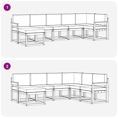 Комплект дивани за открито 7 pcs Естествено и светло сиво