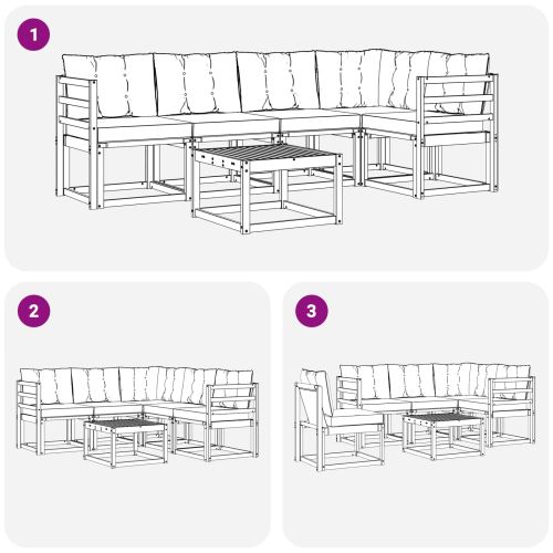 Комплект дивани за открито 6 pcs Натурален и Бежов