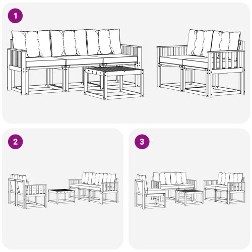 Комплект дивани за открито 6 pcs Натурален и Крема