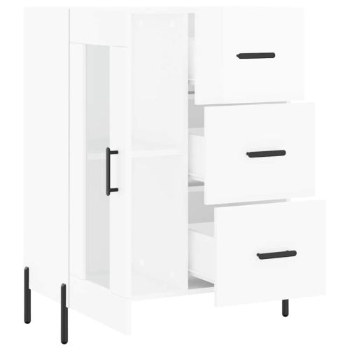 Сайдборд, бял гланц, 69,5x34x90 см, инженерно дърво