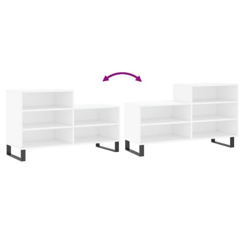 Шкаф за обувки, бял, 102x36x60 см, инженерно дърво