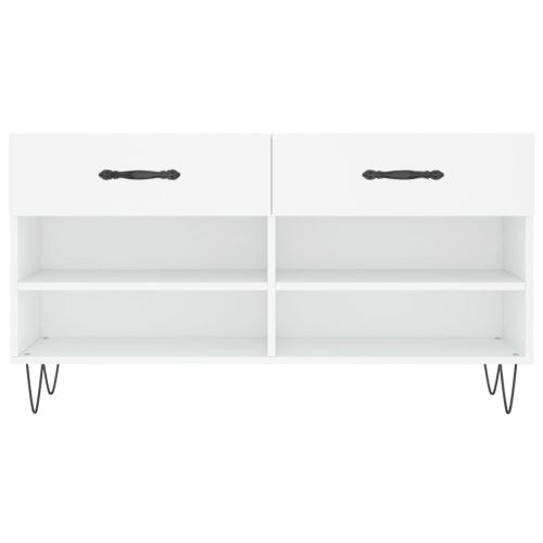 Пейка за обувки, бяла, 102x35x55 см, инженерно дърво