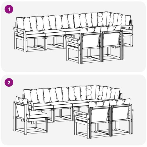 Комплект дивани за открито 8 pcs Естествено и черно