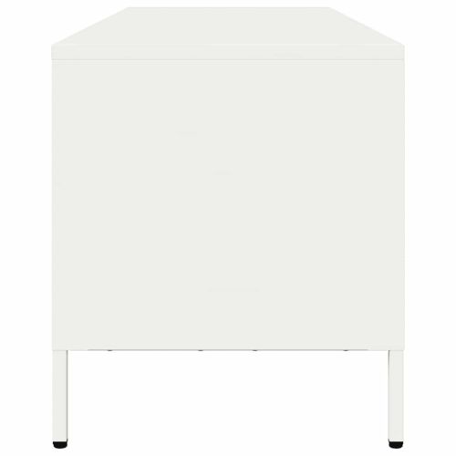 ТВ шкаф, бял, 135x39x43,5 см, студеновалцувана стомана