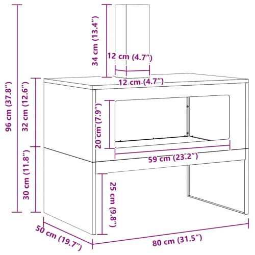 Огнище Черно 80 x 50 x 96 см Студено валцована стомана