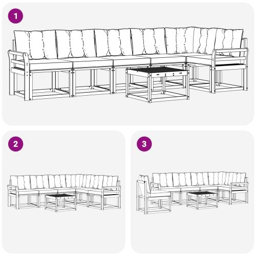 Комплект дивани за открито 7 pcs Естествено и черно