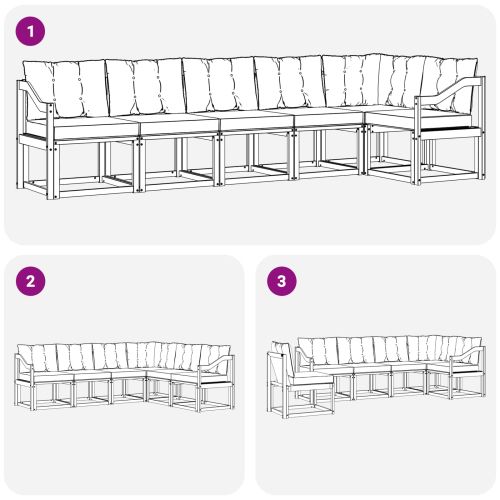 Комплект дивани за открито 6 pcs Естествено и светло сиво