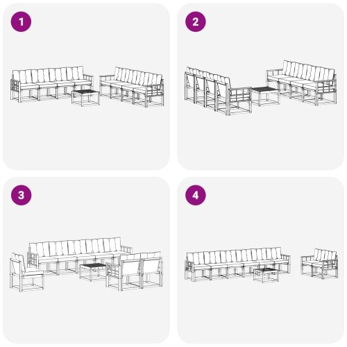 Комплект дивани за открито 9 pcs Естествено и светло сиво