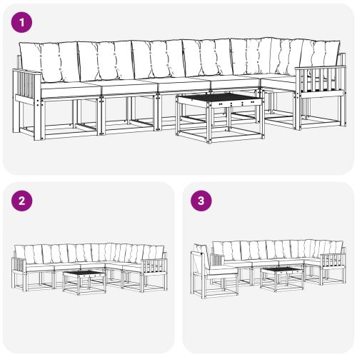 Комплект дивани за открито 7 pcs Естествено и черно