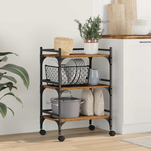 Кухненска количка Старо дърво 50 x 35 x 75.5 см Инженерно дърво