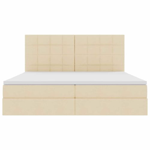 Легло с място за съхранение и LED Кремав 200 x 200 cm Полиестер