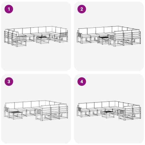 Комплект дивани за открито 11 pcs Натурален и Антрацит