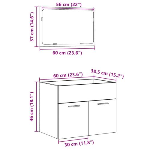 Комплект мебели за баня от 2 части старо дърво инженерно дърво