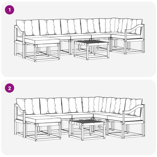 Комплект дивани за открито 8 pcs Естествено и черно