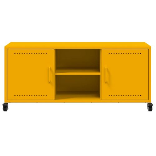 ТВ шкаф, горчица жълто, 100,5x39x43,5 см, стомана