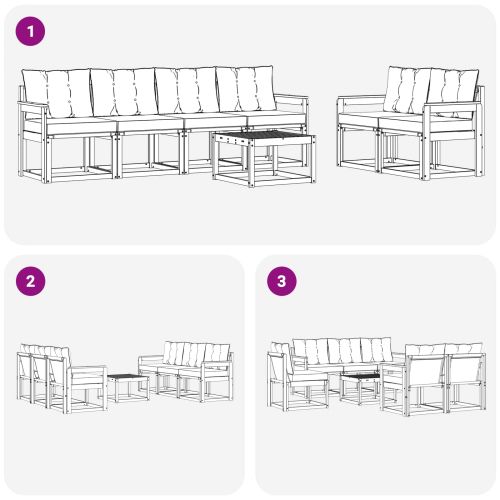 Комплект дивани за открито 7 pcs Естествено и черно