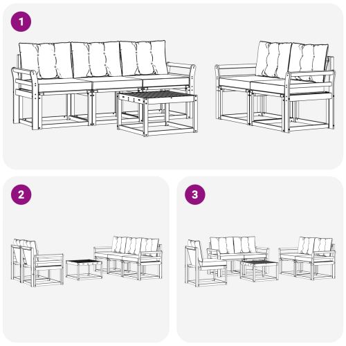 Комплект дивани за открито 6 pcs Естествено и светло сиво