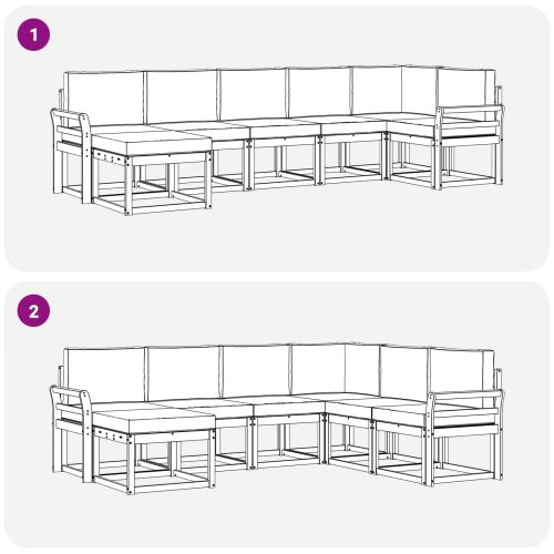 Комплект дивани за открито 7 pcs Натурален и Крема