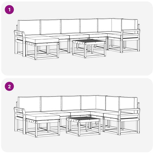 Комплект дивани за открито 8 pcs Натурален и Антрацит