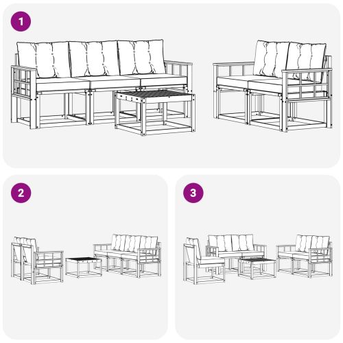 Комплект дивани за открито 6 pcs Натурален и Крема