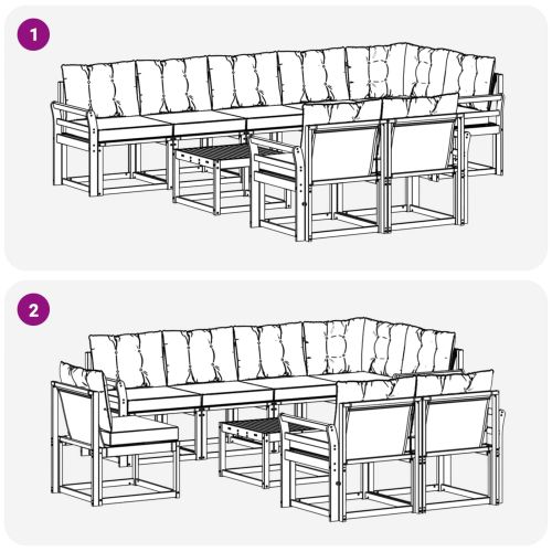 Комплект дивани за открито 9 pcs Натурален и Крема