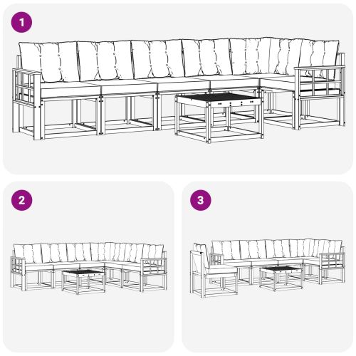 Комплект дивани за открито 7 pcs Естествено и черно