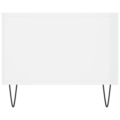 Кафе маса, бял гланц, 90x50x40 см, инженерно дърво