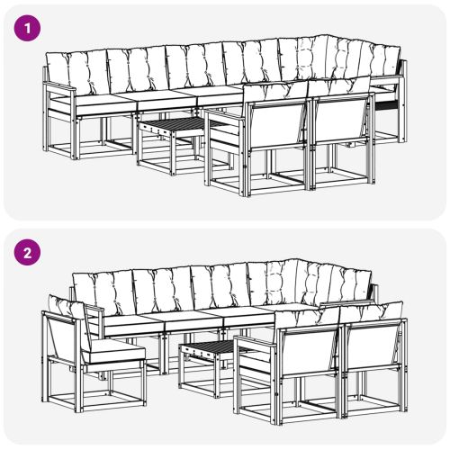 Комплект дивани за открито 9 pcs Натурален и Крема