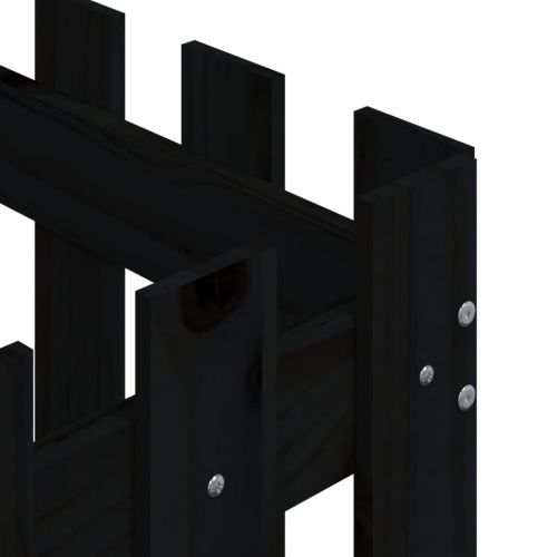 Градинска кашпа с дизайн на ограда черна 60x60x60 см бор масив