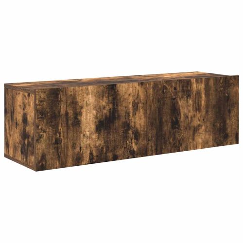 Комплект ТВ шкафове от 3 части, опушен дъб, инженерно дърво