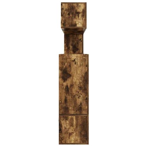 Комплект ТВ шкафове от 10 части, опушен дъб, инженерно дърво