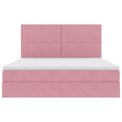 Легло с място за съхранение и матрак Розово 160 x 200 cm Кадифе