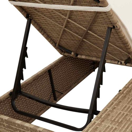 Двойно шезлонг С завеси Бежово 205 x 129 x 200 см полиратан